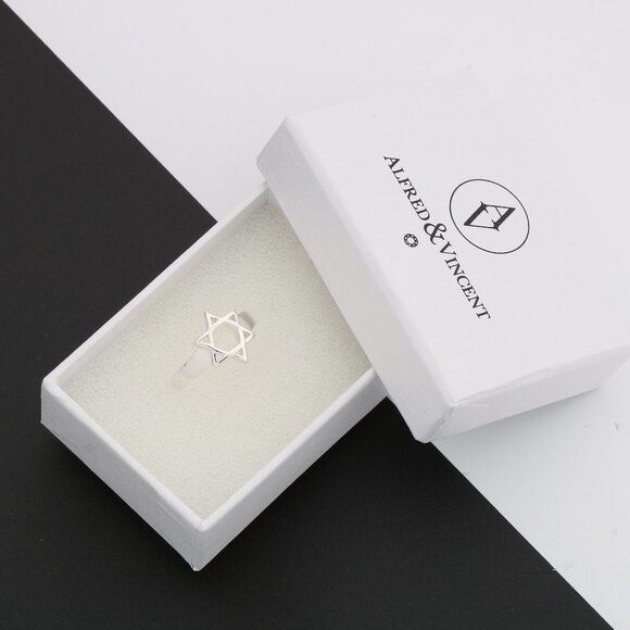 Star of David Jewish Emblem Religious Symbol Ring in .925 Sterling Silver Sz. 8 - Picture 2 of 3